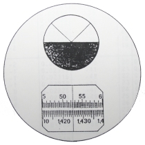 Schematische Darstellung des Halbschattens am Refraktometer